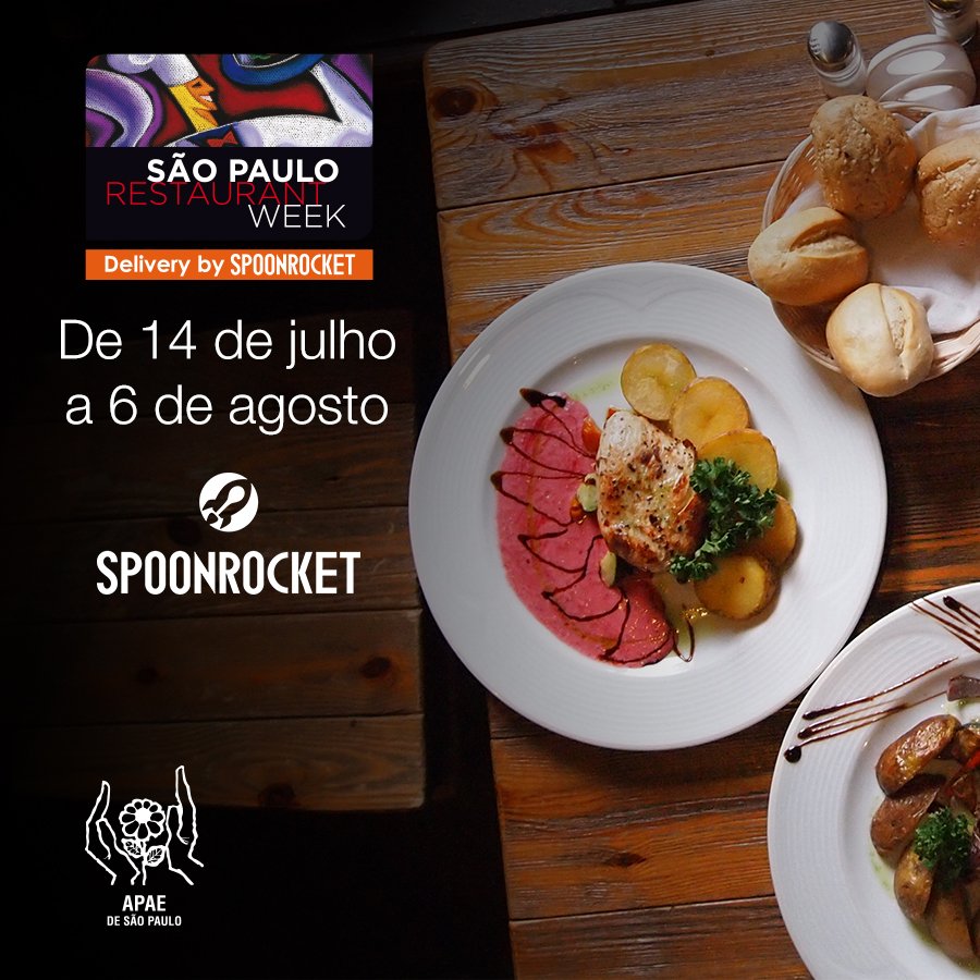 Descrição da imagem #PraCegoVer: Imagem no formato retangular, na horizontal. Flyer de divulgação do Restaurant Week Delivery. Na imagem temos a foto de alguns pratos com deliciosos alimentos. Fim da descrição.