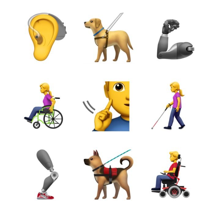 Descrição da imagem #PraCegoVer: Imagem no formato quadrado. Novos emojis de acessibilidade propostos pela Apple. Fim da descrição.