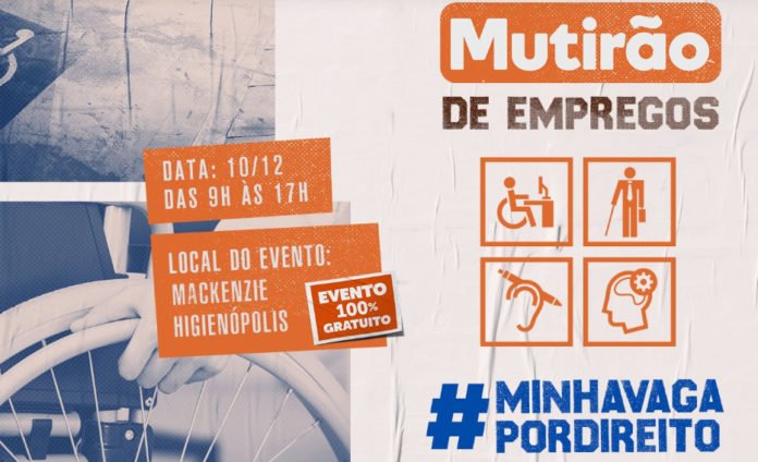 Descrição da imagem #PraCegoVer: Imagem de divulgação do mutirão de empregos. No fundo, estão imagens que remetem à inclusão no mercado de trabalho. A imagem traz as informações do evento. Fim da descrição.