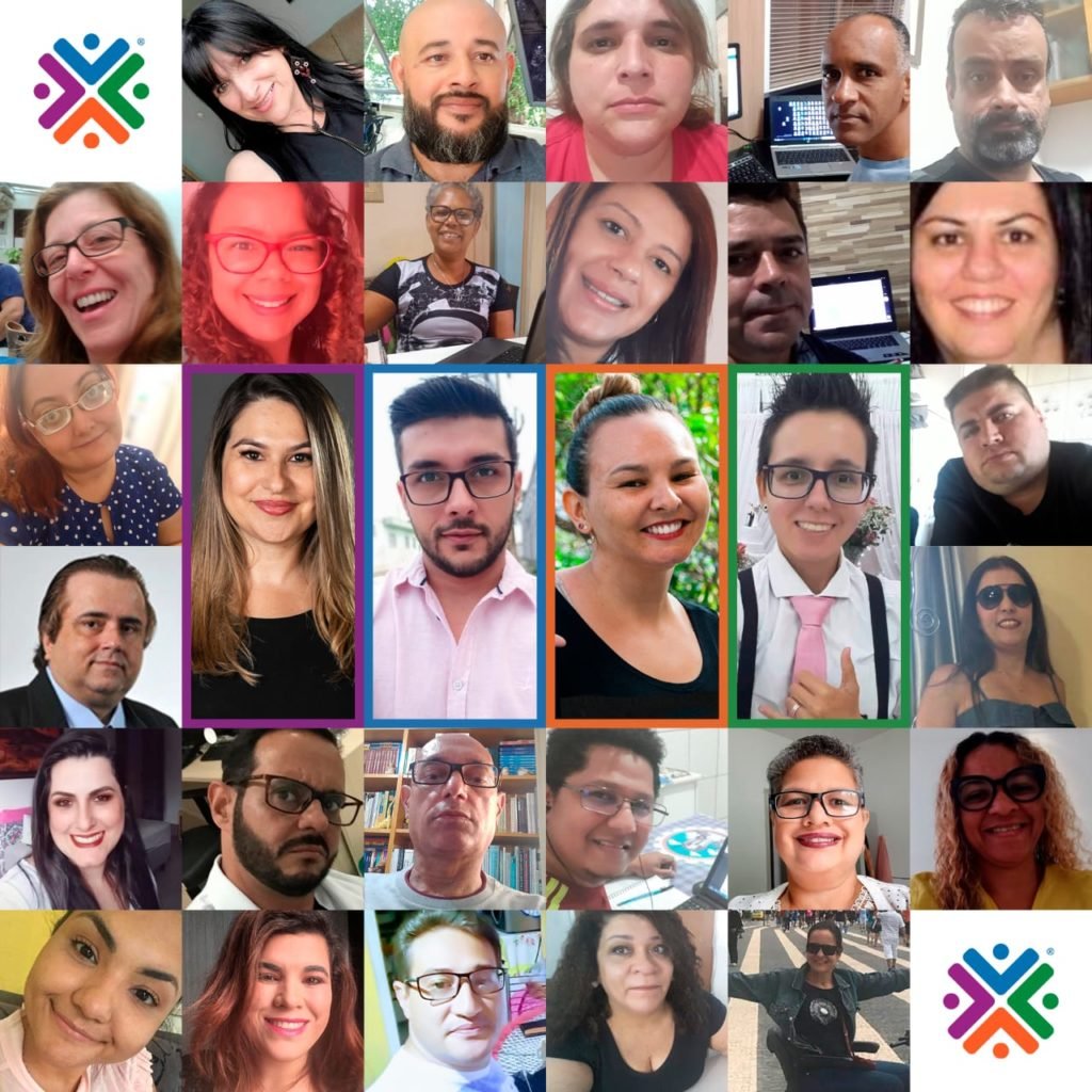 Descrição da imagem #pracegover: Um mosaico com imagens de pessoas que estão realizando a mentoria da startup Incluir Dá Certo. Fim da descrição.