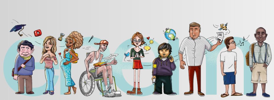 Descrição da imagem #pracegover: Ilustração do Enem. Em primeiro plano estão imagens de pessoas diferentes, entre jovens, idosos e cadeirantes. Ao fundo está escrito a palavra Enem, em letra azul clara. Fim da descrição.Fim da descrição.