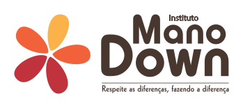 Descrição da imagem #pracegover: Logo do Instituto Mano Down. Ele é formado por uma flor com pétalas nas cores vermelho, laranja e amarelo. Fim da descrição.