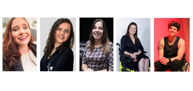 Descrição da imagem #pracegover: Montagem com a foto de cinco mulheres. Fim da descrição.