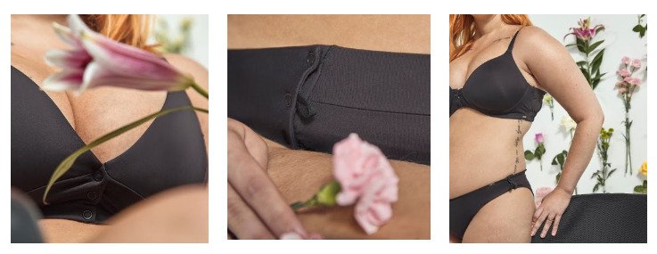 Descrição da imagem #pracegover: Montagem com três fotos de detalhes das peças adaptadas. Fim da descrição.