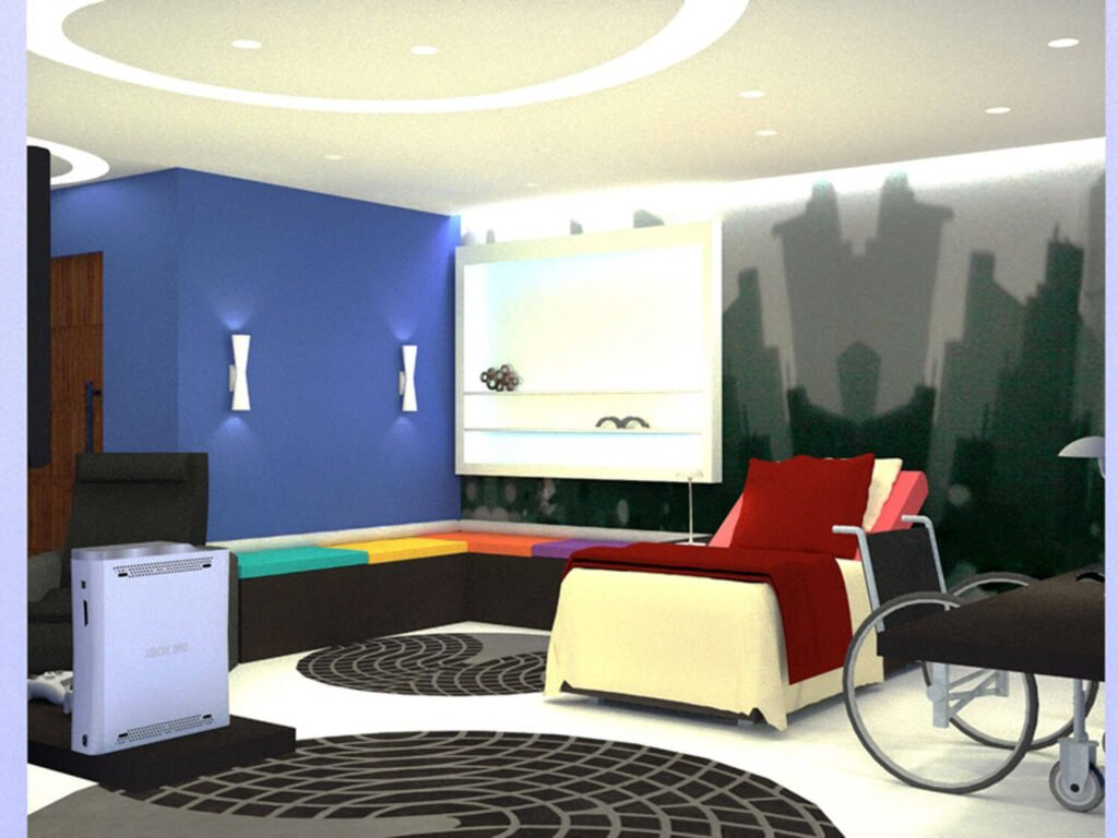 Descrição da imagem #pracegover: Projeto do quarto com com adaptações para uma pessoa cadeirante. Fim da descrição.
