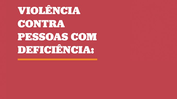 Descrição da imagem #pracegover: Arte com fundo bordô. Na imagem está escrito: Violência contra pessoas com deficiência. Fim da descrição.