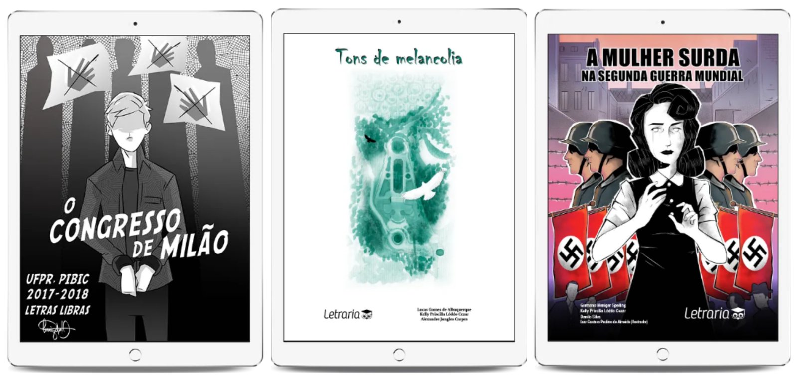Descrição da imagem: Montagem com três capas das HQ's sinalizadas. Fim da descrição.