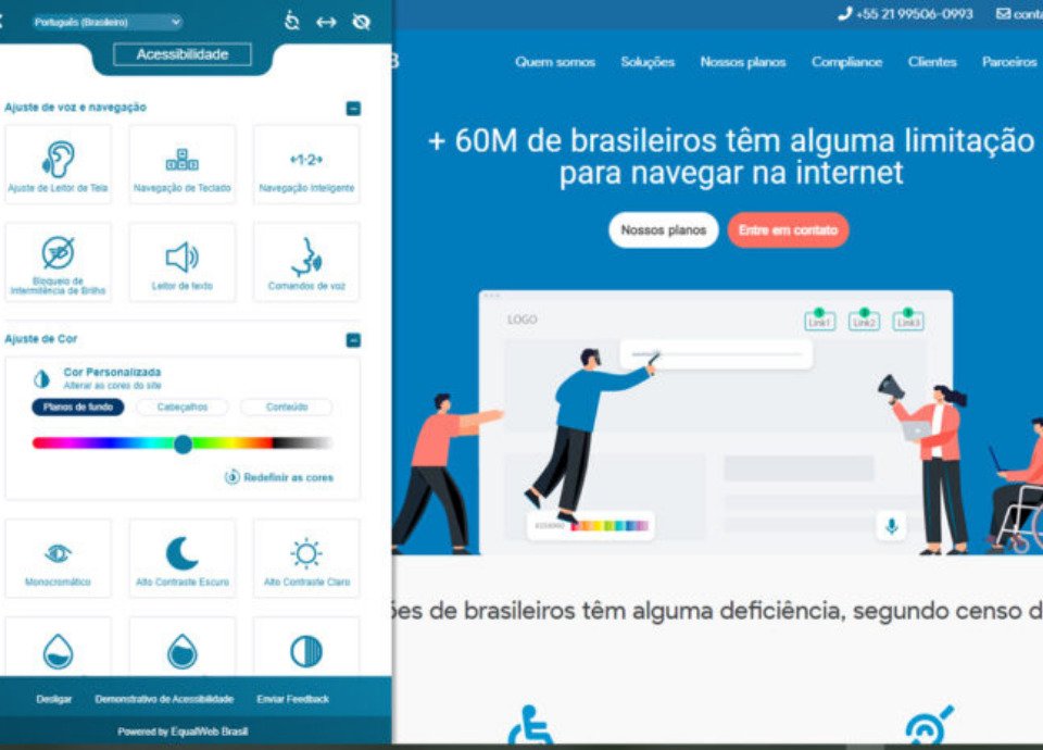 Descrição da imagem: Imagem da tela do site EqualWeb com os recursos de acessibilidade. Fim da descrição.
