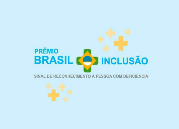 Descrição da imagem: arte de divulgação do prêmio Brasil Mais Inclusão. Fim da descrição.