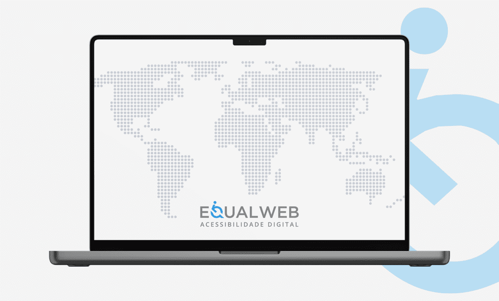 Descrição da imagem: arte do mapa mundi com o logo da EqualWeb. Fim da descrição.