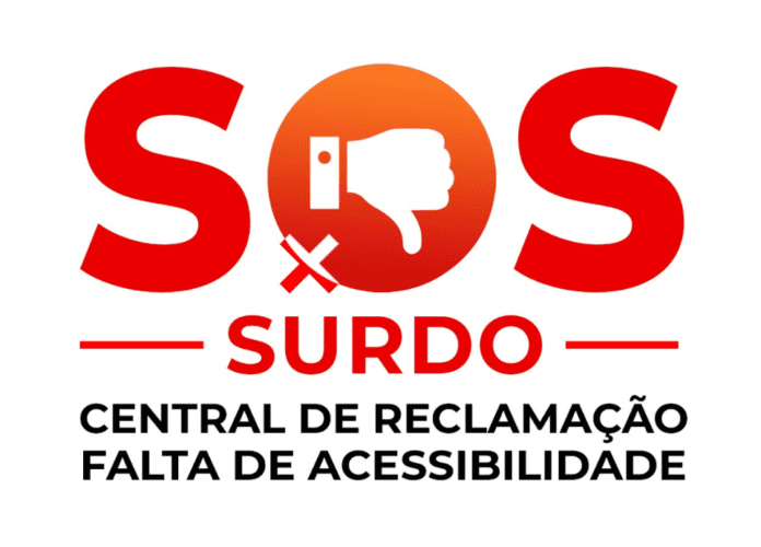 Descrição da imagem: logo do SOS Surdo - Central de Reclamação - Falta de Acessibilidade. Fim da descrição.