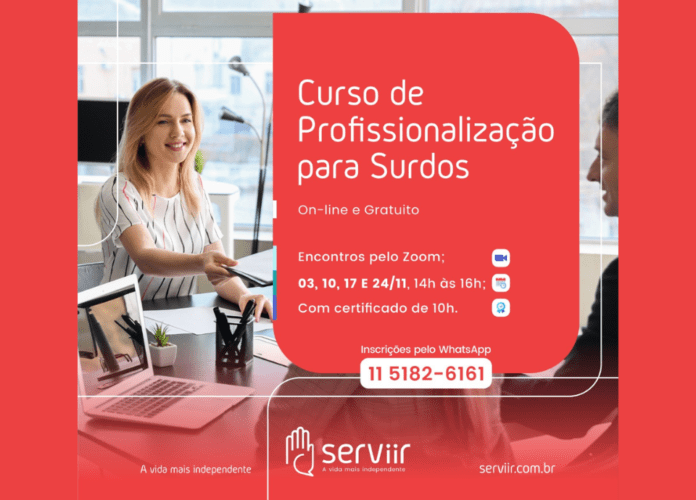 Descrição da imagem: arte de divulgação do curso. A imagem tem a foto de uma mulher e blocos com as informações do curso. Fim da descrição.