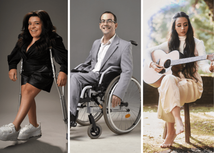 Descrição da imagem: montagem com três fotos. Nelas estão a influenciadora digital Pequena Lo, o fundador do Instituto Nossa Casa, Rafael Bonfim, e a cantora Mariana Nolasco. Fim da descrição.