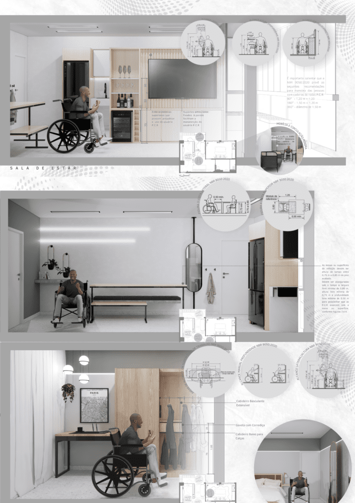Descrição da imagem: arte de um projeto de arquitetura com memorial descritivo. Fim da descrição.