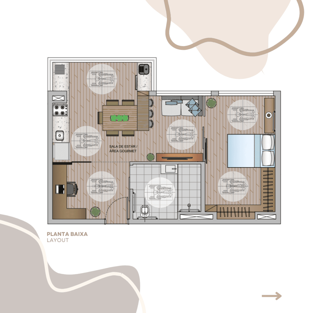 Descrição da imagem: planta baixa de um projeto de arquitetura 