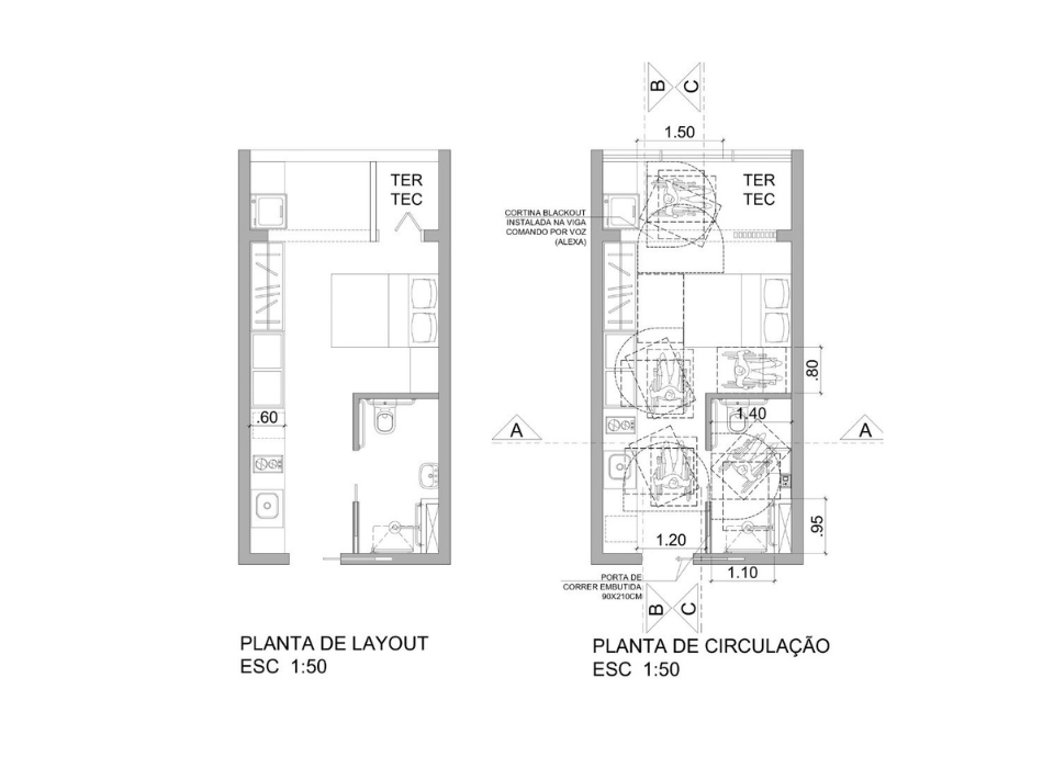 Descrição da imagem: planta baixa de um projeto de arquitetura. Fim da descrição.