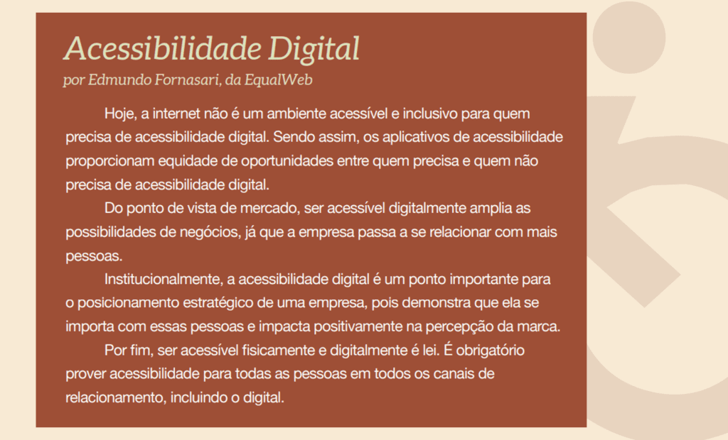 Descrição da imagem: arte com informações sobre acessibilidade digital.