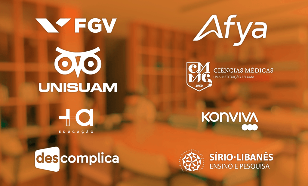 #descricaodaimagem #pratodosverem arte com logos de empresas da área da educação.