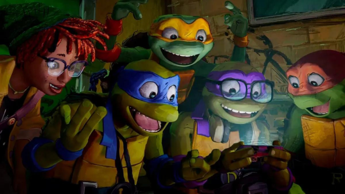 #descricaodaimagem #pratodosverem imagem de uma cena do filme Tartarugas Ninja, com as Tartarugas.