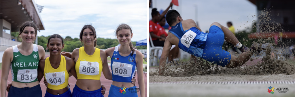 #descriçãodaimagem #pratodosverem montagem com duas fotos de atletas durante prova de atletismo.