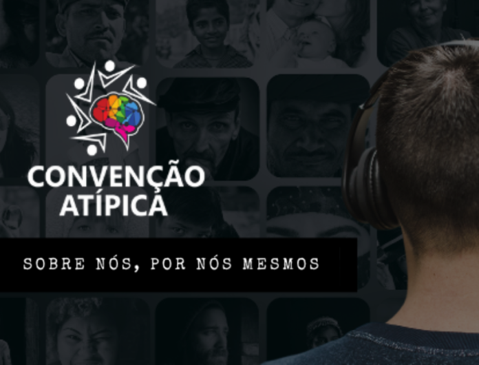 #descriçãodaimagem #pratodosverem arte com o logo da Convenção Atípica em destaque. Abaixo do logo está a frase: 