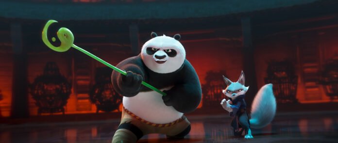 #descriçãodaimagem #pratodosverem imagem de uma cena do filme Kung Fu Panda 4.