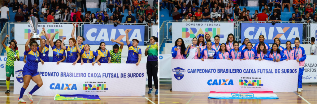#descriçãodaimagem #pratodosverem fotos das equipes de Goiás e do Espírito Santo, 2º e 3º lugar no Feminino.