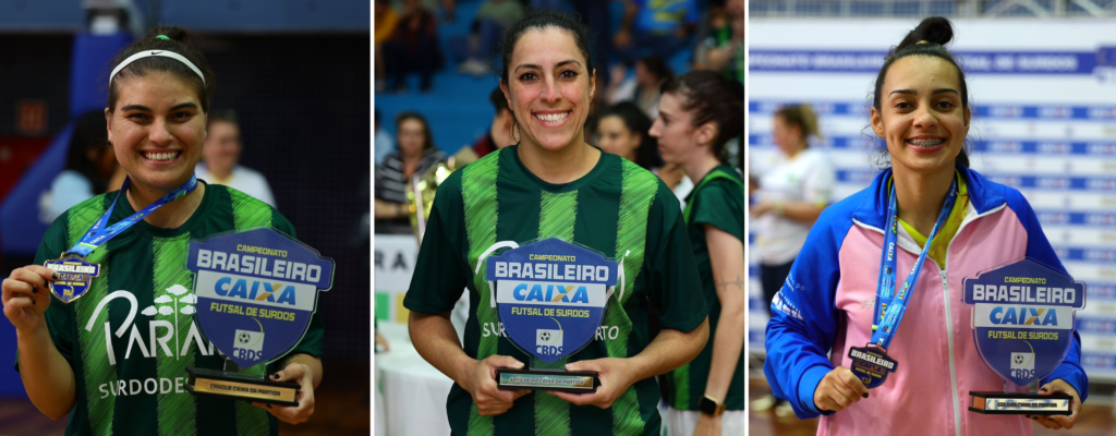 #descriçãodaimagem #pratodosverem fotos das surdoatletas que foram os destaques do campeonato no Feminino.