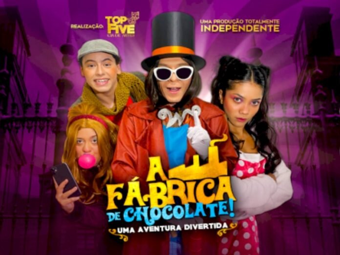 #descriçãodaimagem #pratodosverem arte dedivulgação da peça teatral 'A fábrica de chocolate'.
